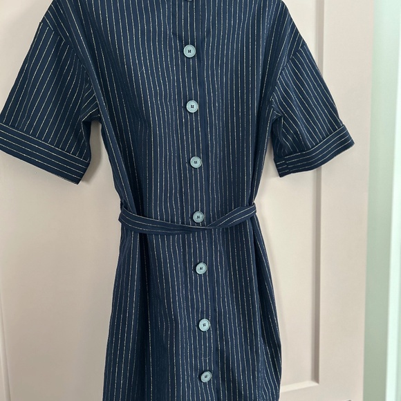 FRNCH - Dress/Navy with gold stripe/ Size M - Picture 1 of 2